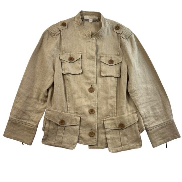 Banana Republic Heritage Sz 4 Flax Safari Jacket Utility Beige Sustainable Boho - Picture 1 of 13
